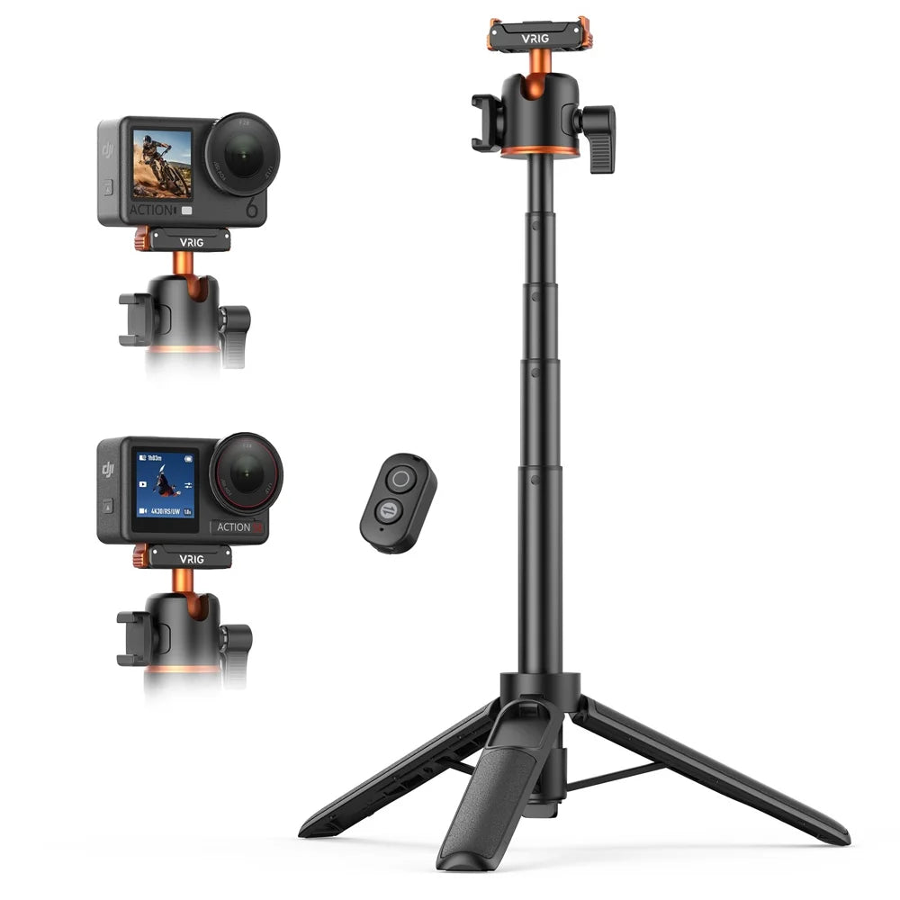 VRIG AC-90S Bluetooth-compatible Selfie Stick for DJI Osmo 360 / Action 6 / 5 Pro / 4 Magnetic Quick Release Ball Head Tripod Stand - A0298-AC/90S - 2