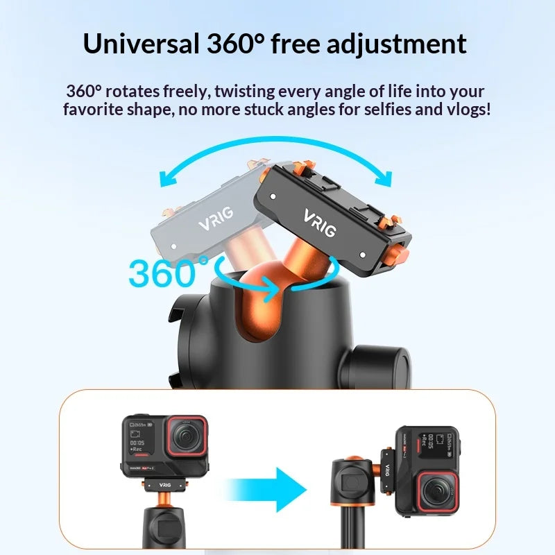 VRIG AC-104 1.4m Telescopic Selfie Stick for Insta360 X5/Ace Pro 2/Ace Pro Magnetic Quick Release Ball Head Tripod - A0324-AC/104 - 4