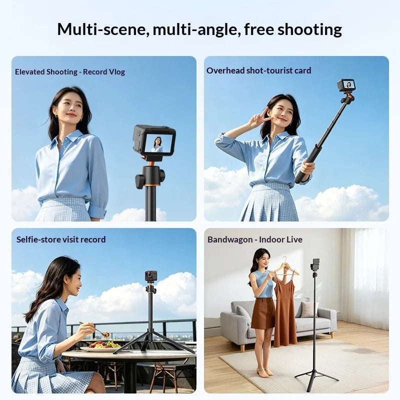 VRIG AC-104 1.4m Telescopic Selfie Stick for Insta360 X5/Ace Pro 2/Ace Pro Magnetic Quick Release Ball Head Tripod - A0324-AC/104 - 7