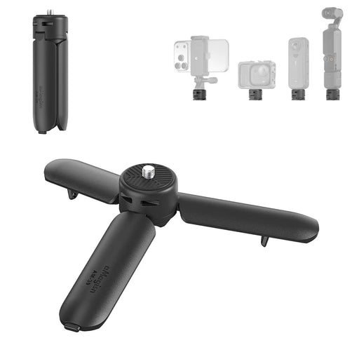 AMAGISN One-Touch Open Mini Tripod Stand with 1/4 Inch Thread Mount for Insta360/DJI/GoPro Camera - Black - 1
