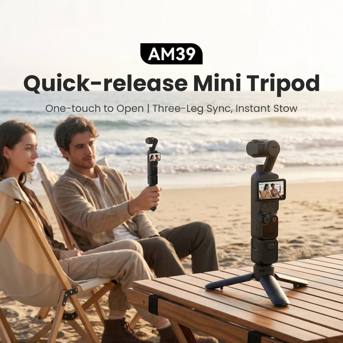 AMAGISN One-Touch Open Mini Tripod Stand with 1/4 Inch Thread Mount for Insta360/DJI/GoPro Camera - Black - 4