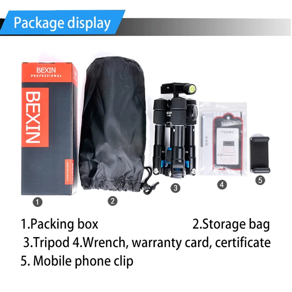 BEXIN MS08S Professional Tabletop Aluminum Alloy Photography Tripod for Phone Camera - 5