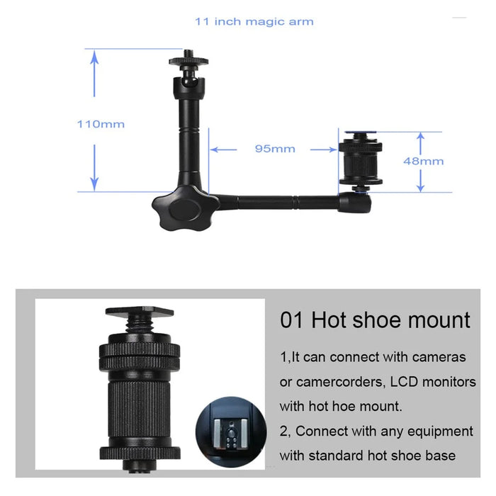 11inch Articulating Magic Arm Super Clamp for DSLR Camera Flash LCD Monitor LED Video Light - 2