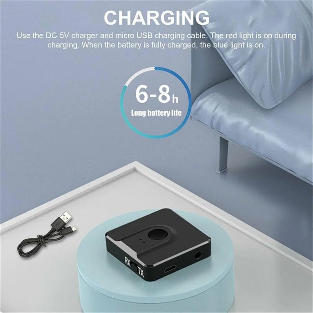 BT102 2 in 1 Bluetooth-compatible 5.0 Transmitter Receiver Wireless Audio Adapter Dongle for PC TV Speaker - 6
