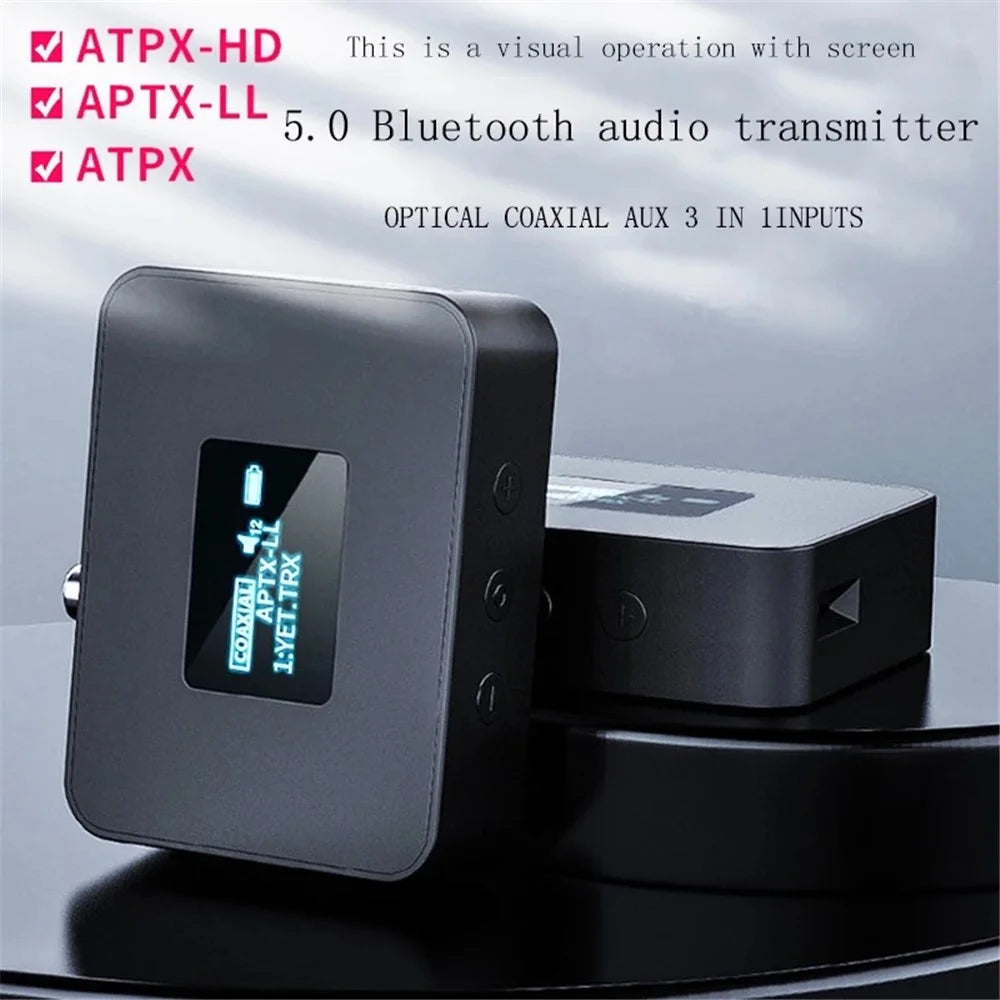 CSR LCD Display Non-destructive Optical Fiber Coaxial Bluetooth-compatible 5.0 Transmitter AptXLL HD Audio Adapter - 2