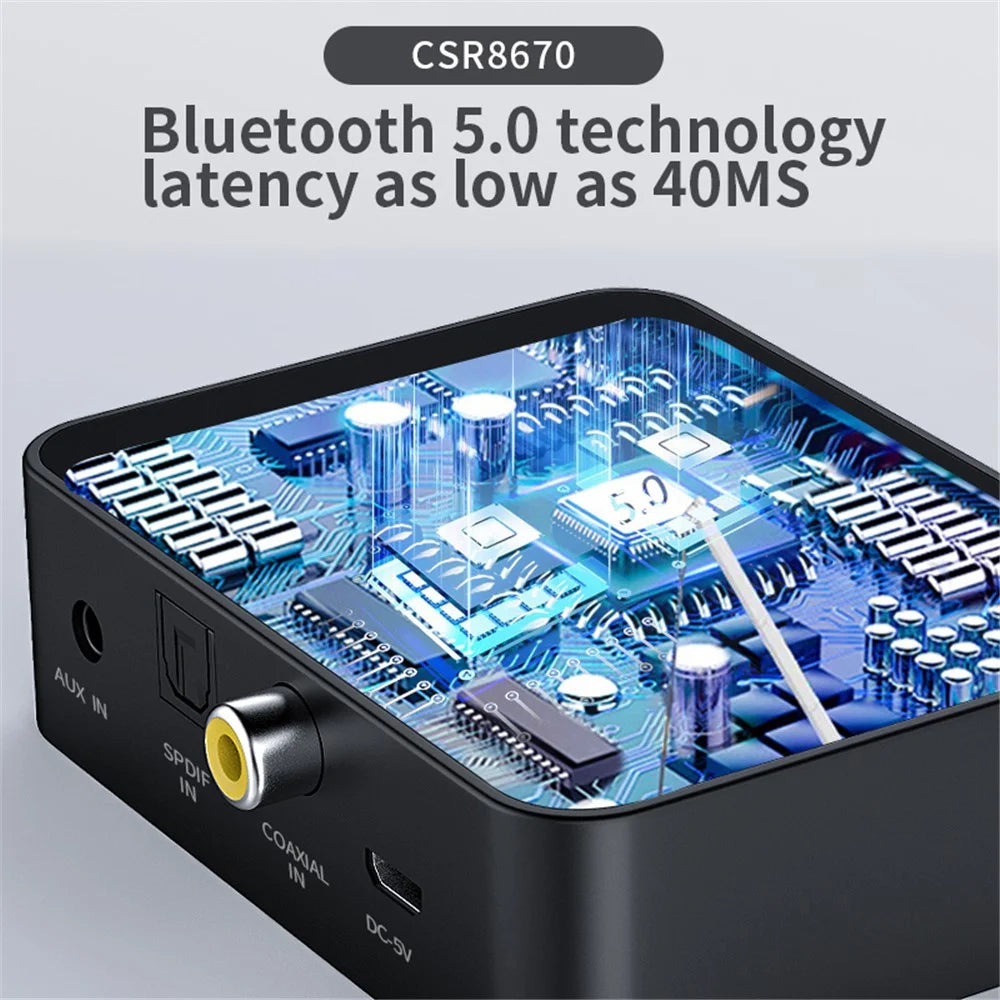 CSR LCD Display Non-destructive Optical Fiber Coaxial Bluetooth-compatible 5.0 Transmitter AptXLL HD Audio Adapter - 4