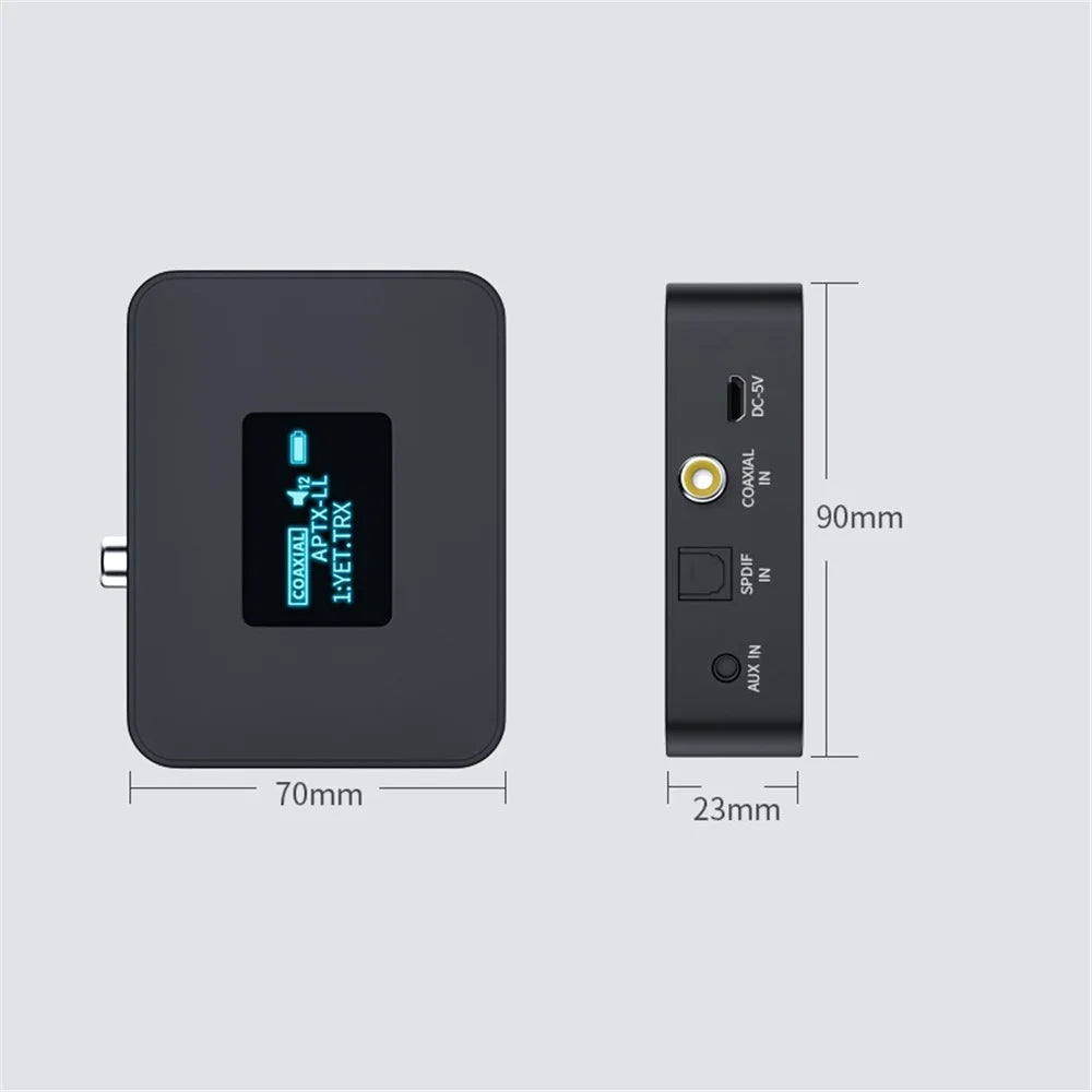 CSR LCD Display Non-destructive Optical Fiber Coaxial Bluetooth-compatible 5.0 Transmitter AptXLL HD Audio Adapter - 5
