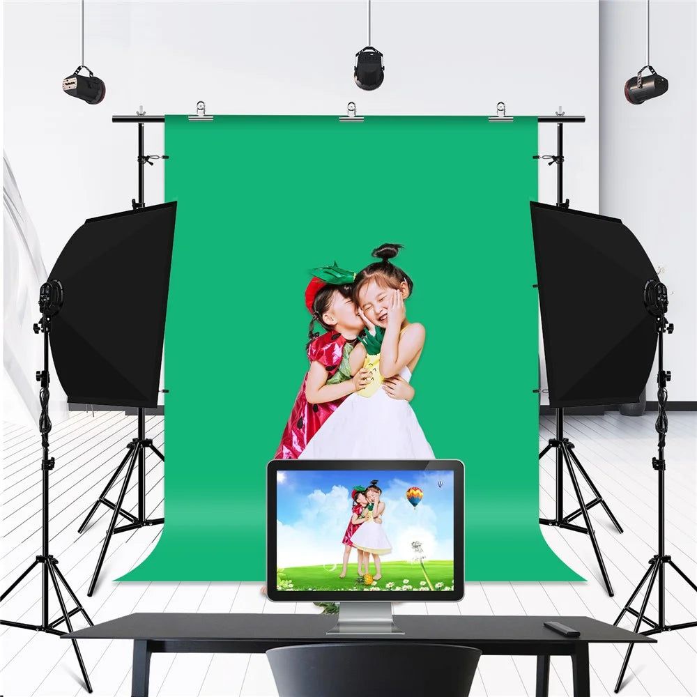PULUZ PKT5204 2x2m Photo Studio Background Support Stand Backdrop Crossbar Bracket Kit with Red / Blue / Green Backdrops - 2