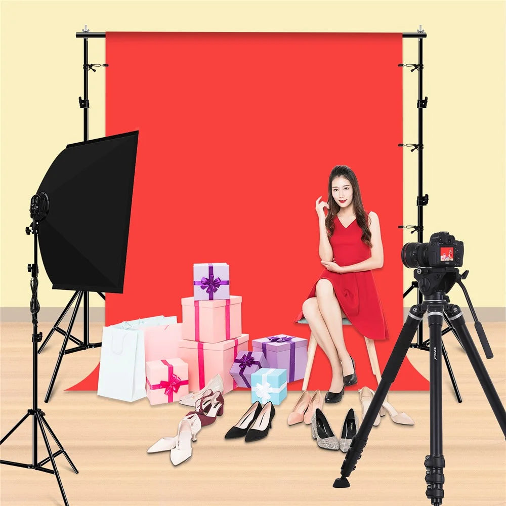 PULUZ PKT5204 2x2m Photo Studio Background Support Stand Backdrop Crossbar Bracket Kit with Red / Blue / Green Backdrops - 3