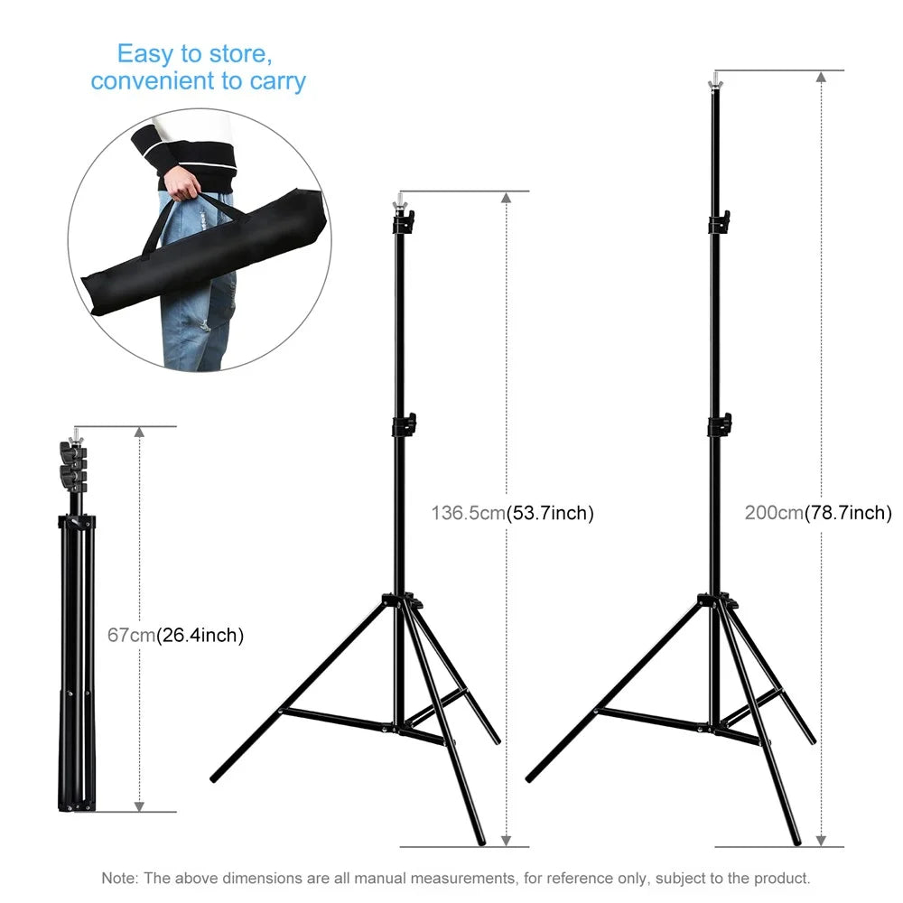 PULUZ PKT5204 2x2m Photo Studio Background Support Stand Backdrop Crossbar Bracket Kit with Red / Blue / Green Backdrops - 5