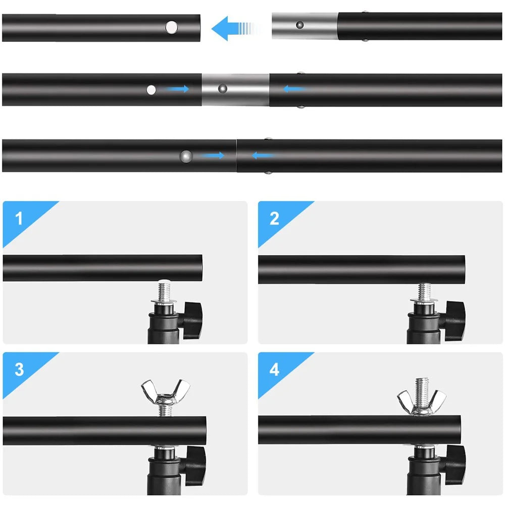 PULUZ PKT5204 2x2m Photo Studio Background Support Stand Backdrop Crossbar Bracket Kit with Red / Blue / Green Backdrops - 7