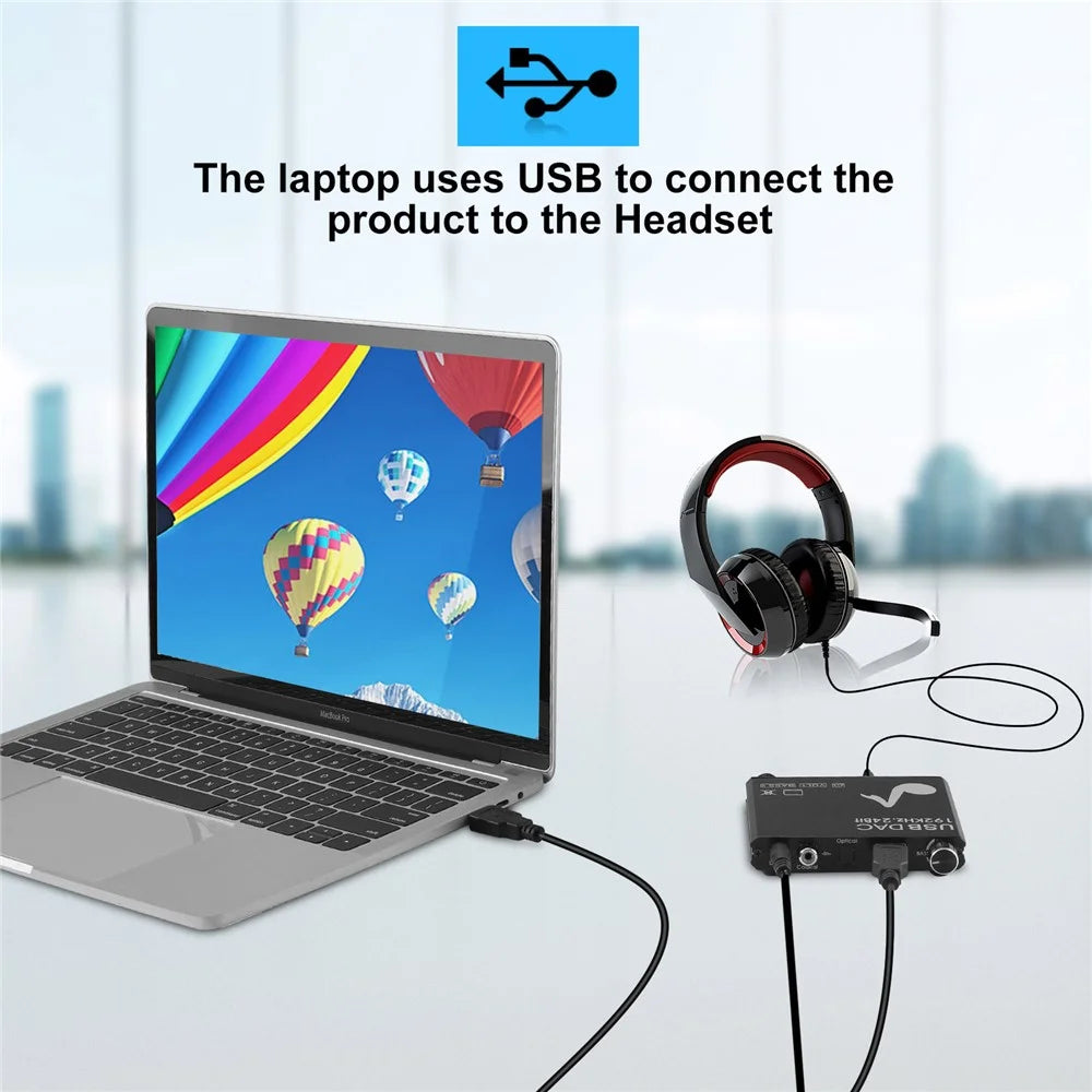 24Bit Digital to Analog Converter 192kHz DAC Bass Volume Control Coaxial SPDIF Toslink to Analog Stereo L/R RCA 3.5mm Jack Audio Adapter - 5