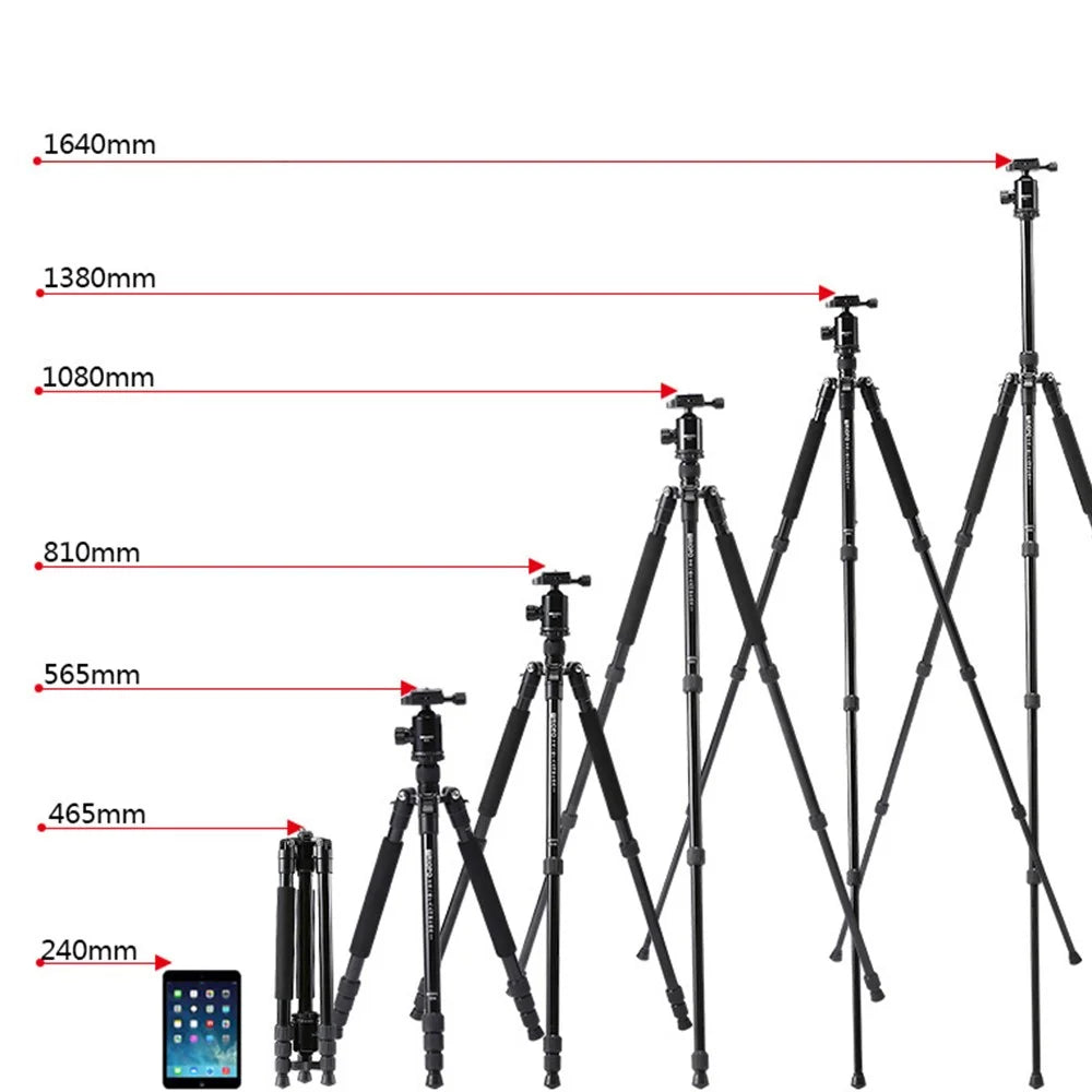 TRIOPO M2508+D-2A Portable Travel Adjustable Aluminium Camera Tripod Accessories Stand with Pan Tilt Head - 6