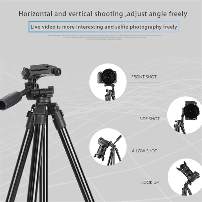 Q162 4-Section Telescopic Tripod Stand with 360 Degrees Swivel Pan Head for DSLR SLR Camera Phone - 4