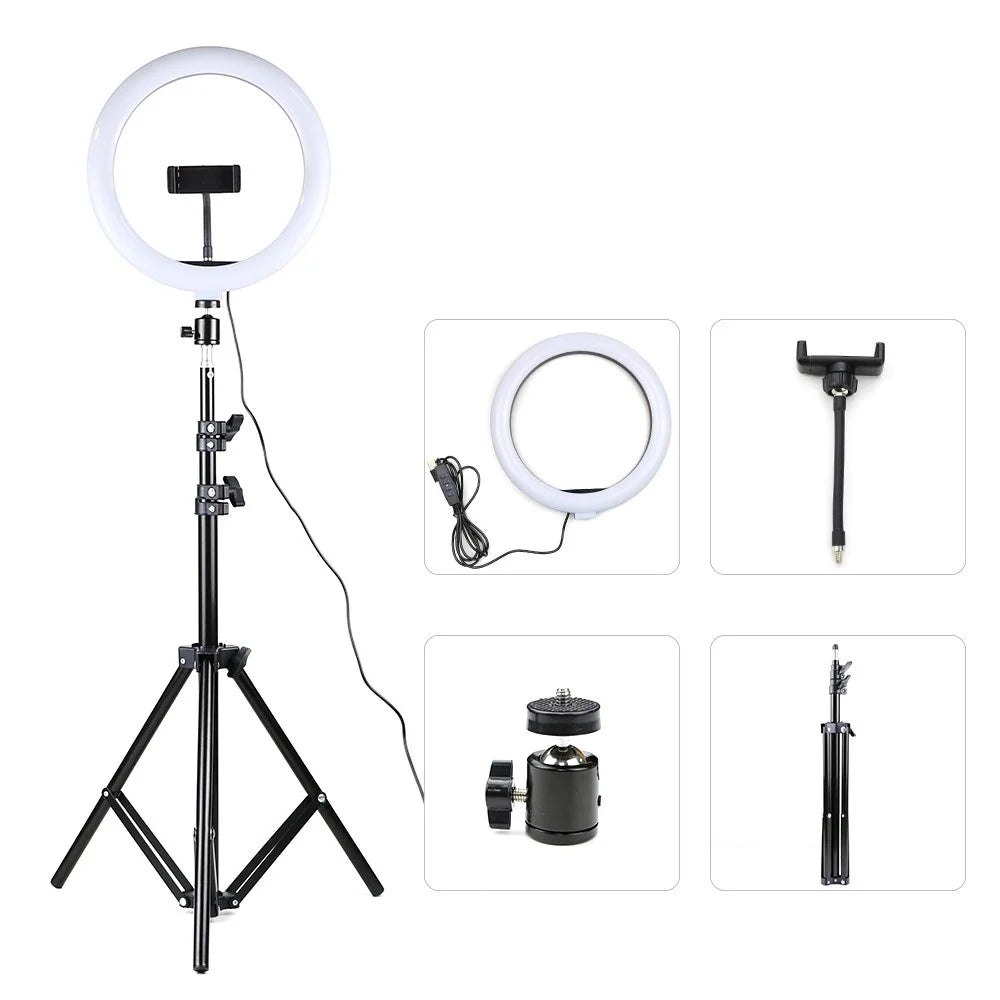 10inch USB Powered Ring Light with 160cm Telescopic Tripod Stand for Live Broadcast Video Shooting - 1