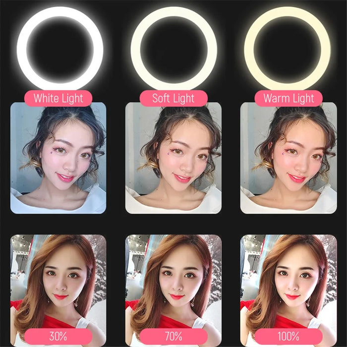 10inch USB Powered Ring Light with 160cm Telescopic Tripod Stand for Live Broadcast Video Shooting - 6