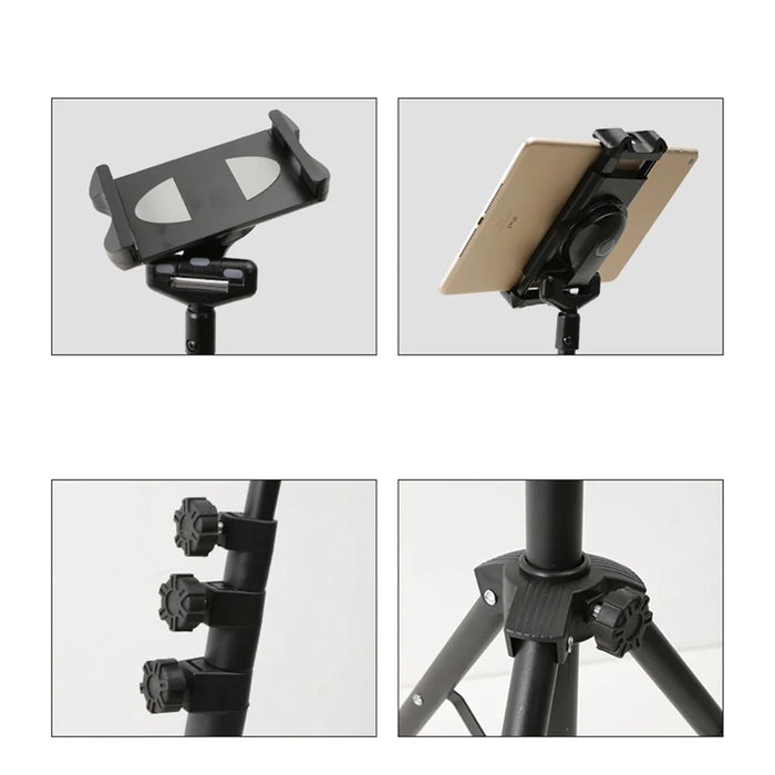 YX-LP018 Universal Mobile Phone Tablet Holder Floor Stand Metal 360° Rotating Retractable Tripod Bracket - 2
