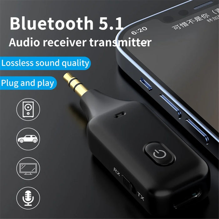 A60 3-in-1 Bluetooth-compatible 5.1 Audio Receiver Transmitter Calling 3.5mm Aux Stereo Music Wireless Adapter - 2
