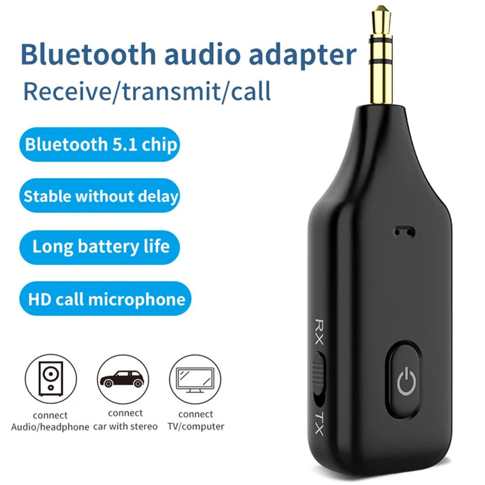 A60 3-in-1 Bluetooth-compatible 5.1 Audio Receiver Transmitter Calling 3.5mm Aux Stereo Music Wireless Adapter - 3