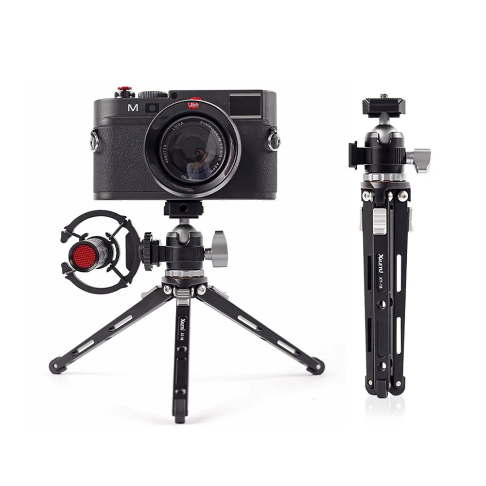 XILETU MC22+XTD20 Mini Tripod + 360 Degree Rotating Ball Head with Dual Hot Shoe Mount for DSLR Camera Microphone Fill Light - 3