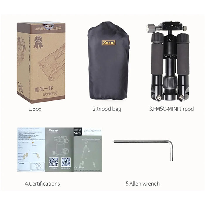 XILETU FM5C Desktop Tripod with Ball Head for Nikon Canon DSLR Mirrorless Camera Smartphone - 5