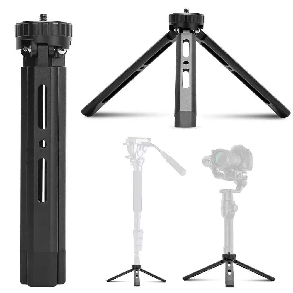 Aluminum Alloy Mini Tripod with 1/4 Thread Hole and 2 Expansion Slots for Camera Smartphone Holder Fill Light Stabilizer - 1