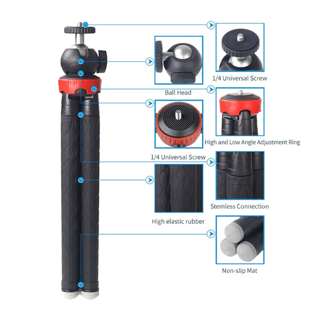 XILETU XS-110 Portable Camera Tripod Stand Travel Outdoor Live Selfie Stick Tripod with Phone Clip - 2