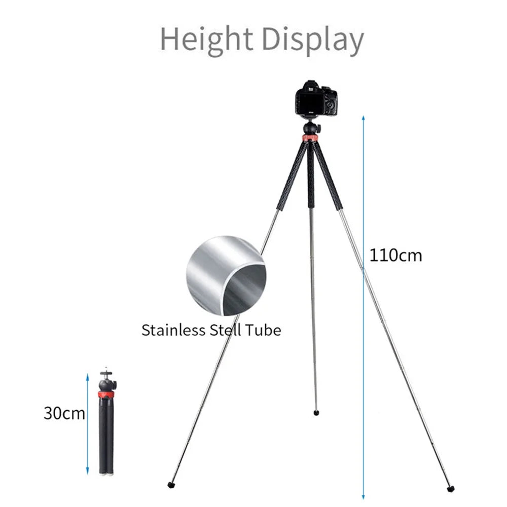 XILETU XS-110 Portable Camera Tripod Stand Travel Outdoor Live Selfie Stick Tripod with Phone Clip - 3
