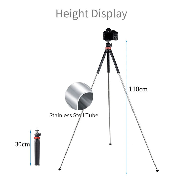 XILETU XS-110 Portable Camera Tripod Stand Travel Outdoor Live Selfie Stick Tripod with Phone Clip - 3