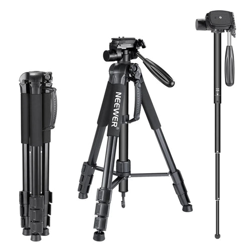 NEEWER SAB264 Camera Tripod Aluminum Alloy Monopod with 3-Way Swivel Head for Sony Canon - Black - 1