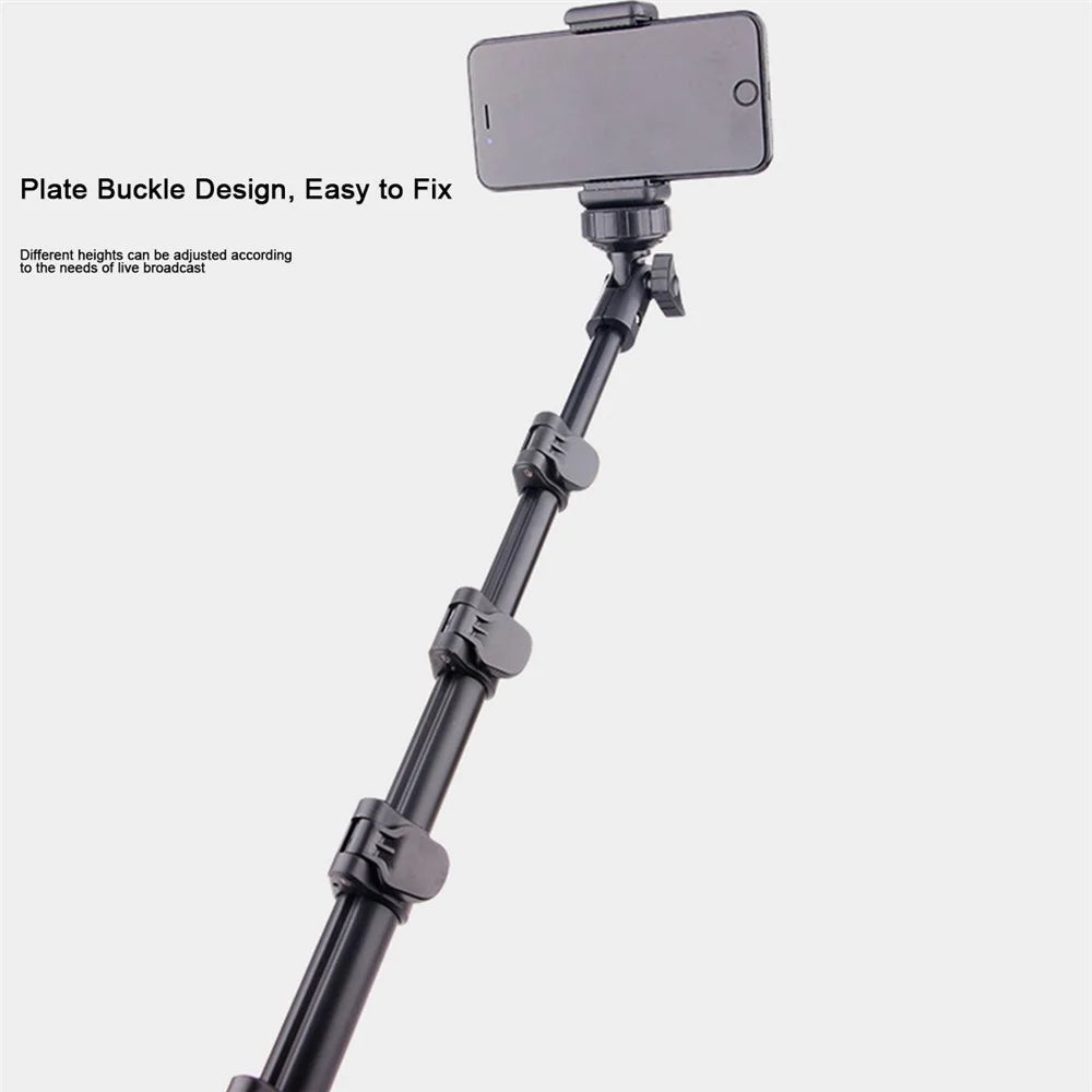 T9 5-Section 140cm Telescopic Selfie Stick Phone Holder Live Streaming Tripod Stand with Phone Clip + Bluetooth-compatible Remote Control + Storage Bag - 4
