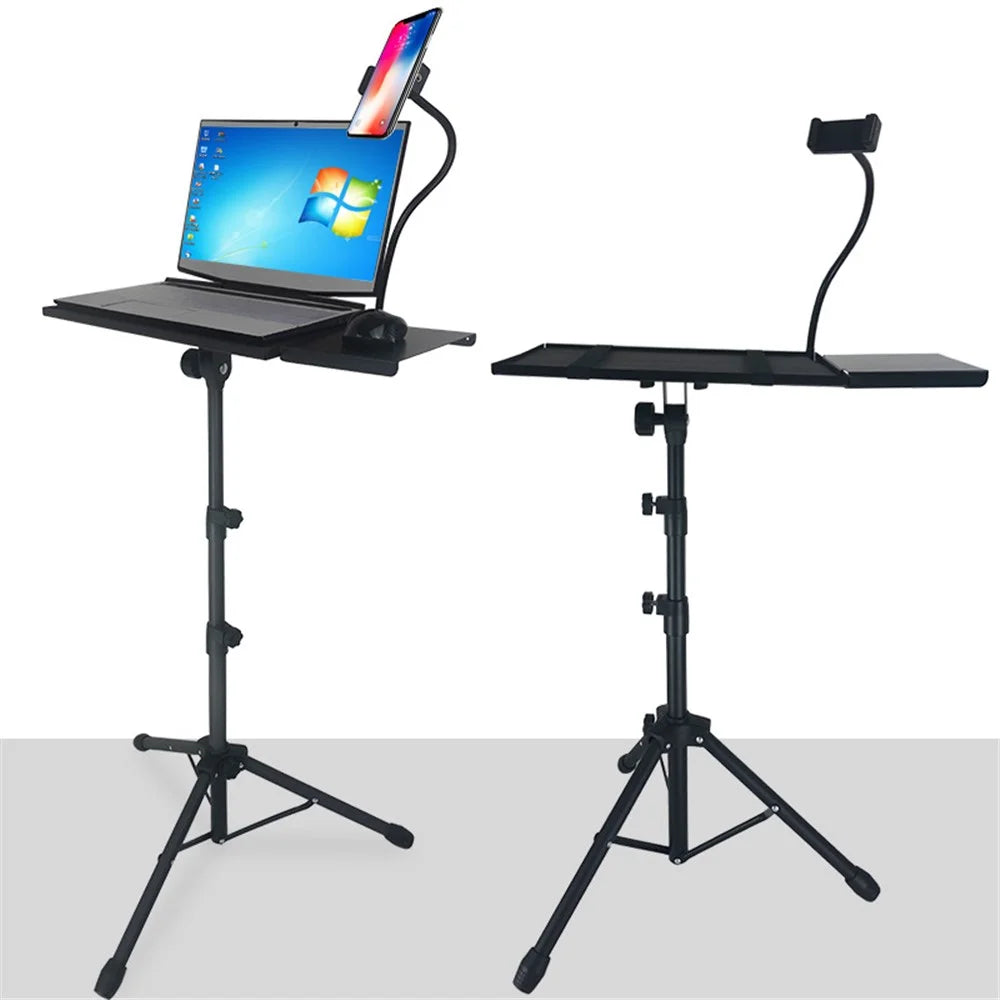 A-502C Foldable Tray Design Height Adjustable Laptop Projector Speaker Holder Tripod Telescopic Metal Floor Stand - 2