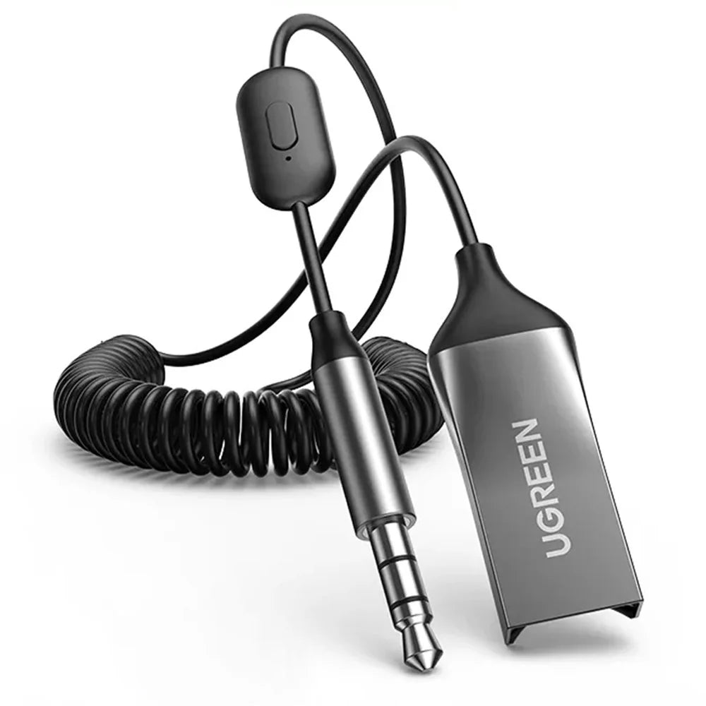 UGREEN Car Bluetooth-compatible 5.0 AUX Adapter Audio Receiver USB to 3.5mm Hands Free Kit Support TF Card - 1