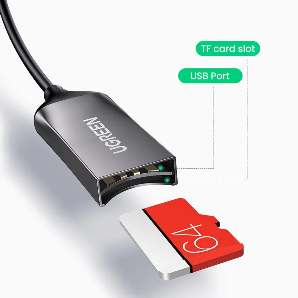UGREEN Car Bluetooth-compatible 5.0 AUX Adapter Audio Receiver USB to 3.5mm Hands Free Kit Support TF Card - 6