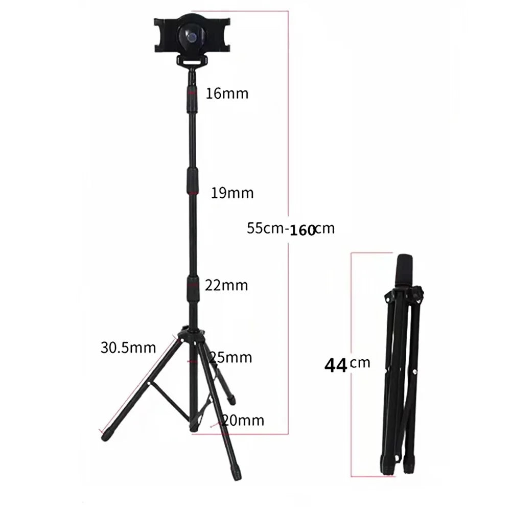 Height Extendable Tripod Stand Phone Stand Holder Selfie Stick Tripod Camera Tripod Compatible with 7''-10.5'' Phones and Tablets - 7