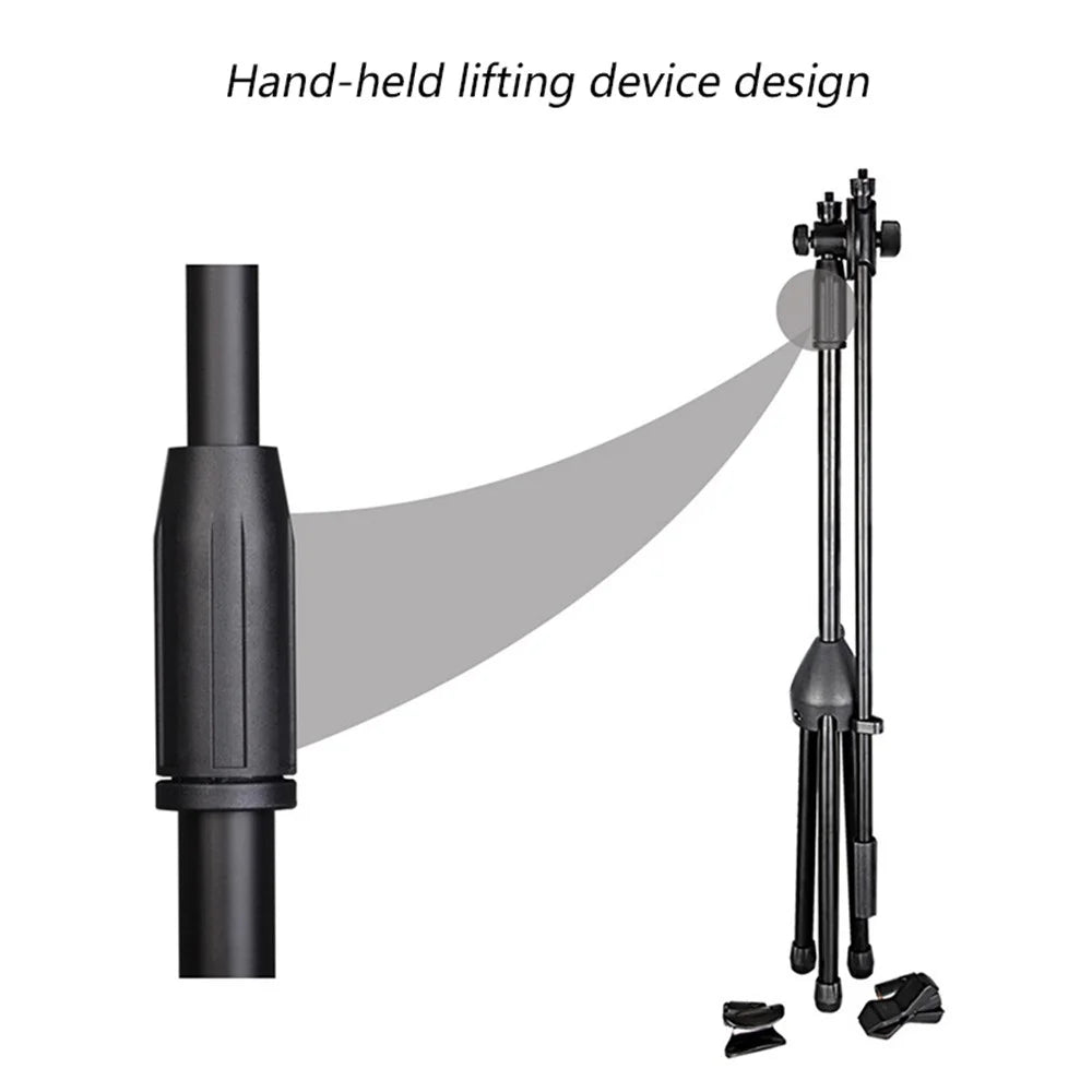 ML03 131cm Expandable Adjustable Boom Height Microphone Stand Tripod Holder with 2 Mic Clips - 4