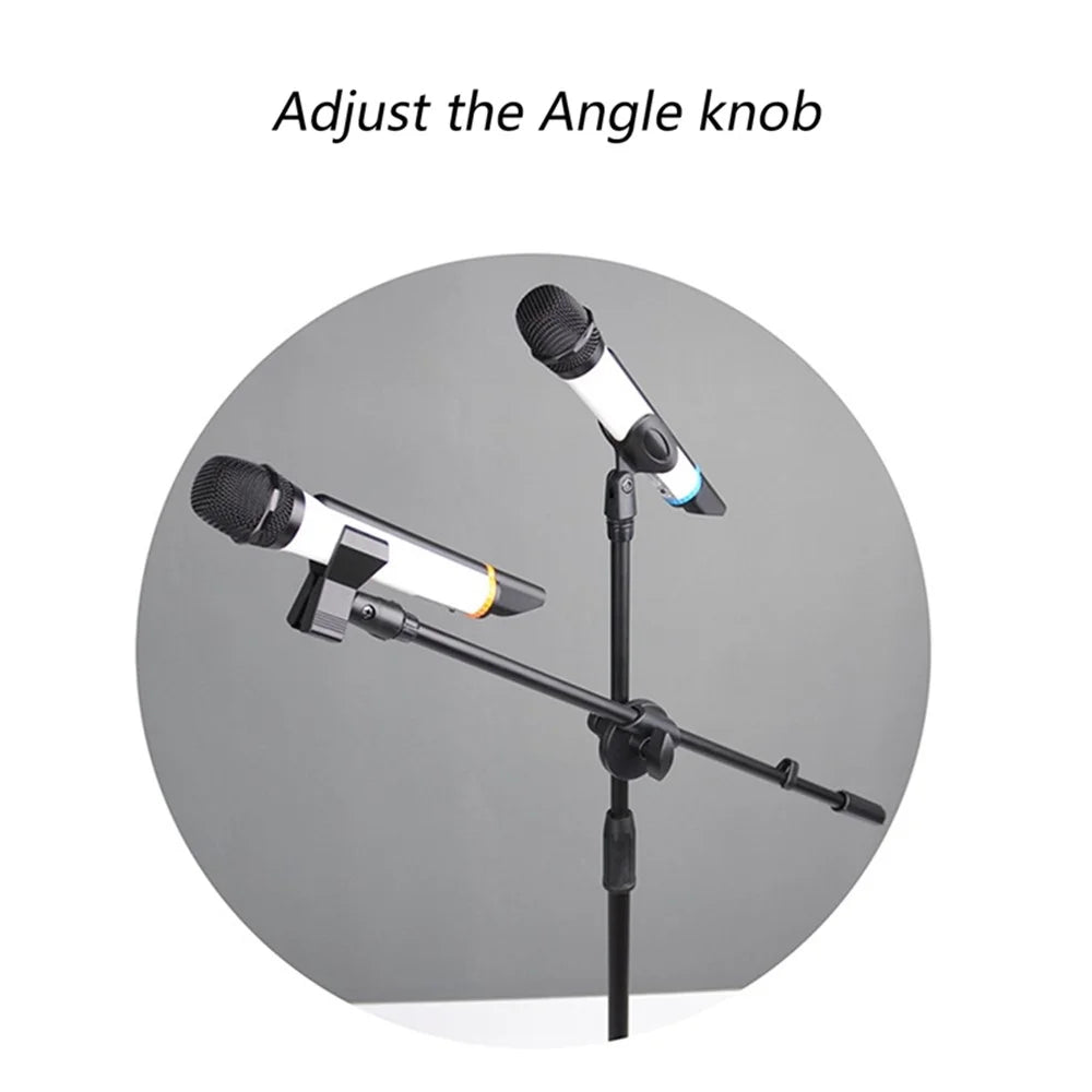ML03 131cm Expandable Adjustable Boom Height Microphone Stand Tripod Holder with 2 Mic Clips - 5