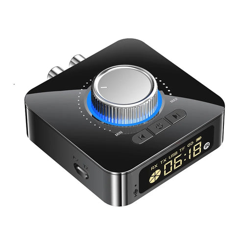 BT-M5 Bluetooth-compatible Audio Receiver Transmitter 2 in 1 U Disk Playback Audio Adapter with LED Digital Display Screen V5.0 Portable Mini Audio Converter with 3.5mm AUX Port - 1