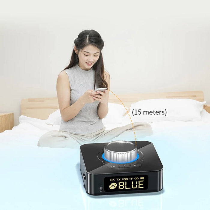 BT-M5 Bluetooth-compatible Audio Receiver Transmitter 2 in 1 U Disk Playback Audio Adapter with LED Digital Display Screen V5.0 Portable Mini Audio Converter with 3.5mm AUX Port - 6
