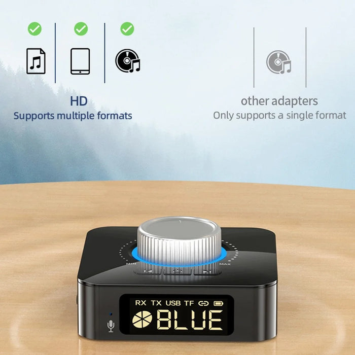 BT-M5 Bluetooth-compatible Audio Receiver Transmitter 2 in 1 U Disk Playback Audio Adapter with LED Digital Display Screen V5.0 Portable Mini Audio Converter with 3.5mm AUX Port - 7