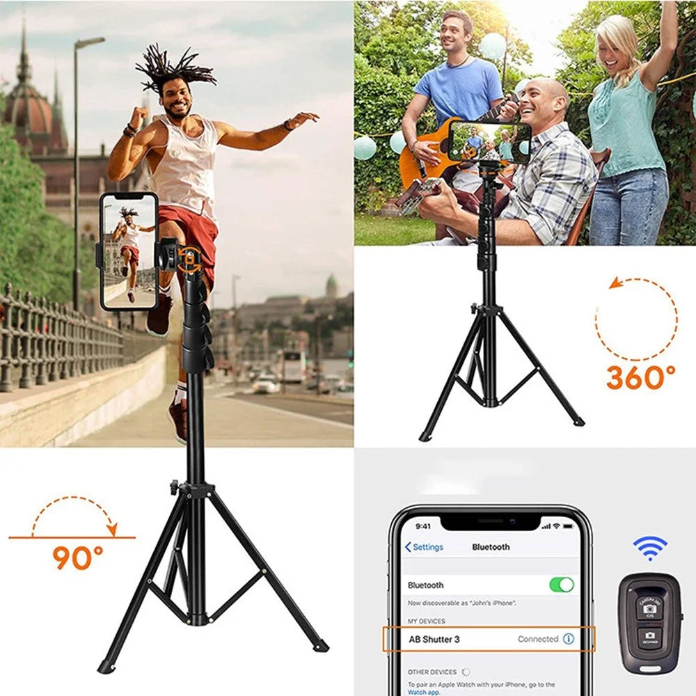 1.6m Portable Aluminum Alloy Tripod Camera Phone Holder Stand Photography Tripod with Phone Clip and Bluetooth-compatible Shutter - 3