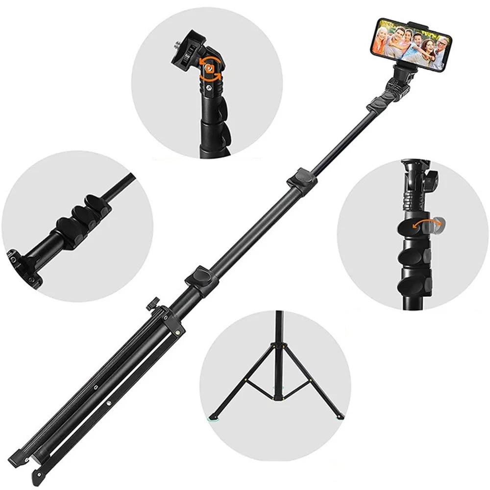 1.6m Portable Aluminum Alloy Tripod Camera Phone Holder Stand Photography Tripod with Phone Clip and Bluetooth-compatible Shutter - 4