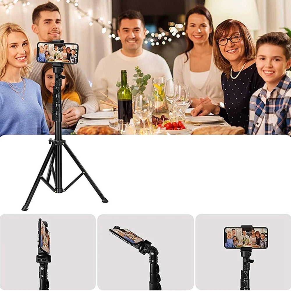 1.6m Portable Aluminum Alloy Tripod Camera Phone Holder Stand Photography Tripod with Phone Clip and Bluetooth-compatible Shutter - 5