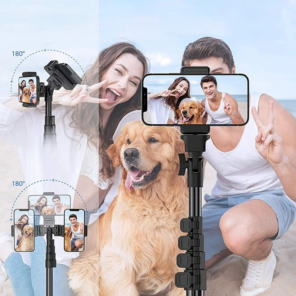 1.6m Portable Aluminum Alloy Tripod Camera Phone Holder Stand Photography Tripod with Phone Clip and Bluetooth-compatible Shutter - 7
