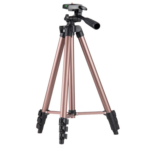 110cm Portable Telescopic Aluminum Alloy Tripod Camera Phone Live Streaming Stand Photography Tripod - Champagne Gold - 1
