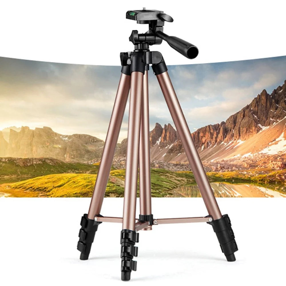 110cm Portable Telescopic Aluminum Alloy Tripod Camera Phone Live Streaming Stand Photography Tripod - Champagne Gold - 6