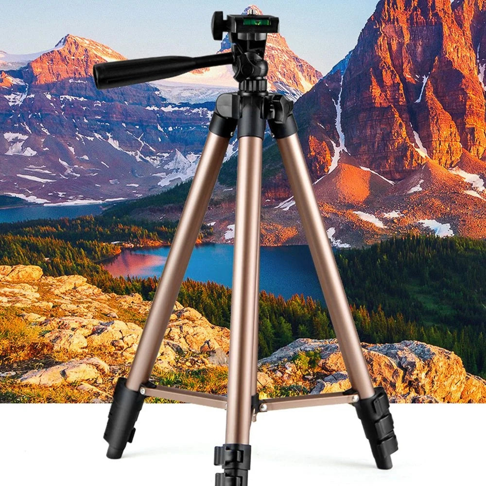 110cm Portable Telescopic Aluminum Alloy Tripod Camera Phone Live Streaming Stand Photography Tripod - Champagne Gold - 7