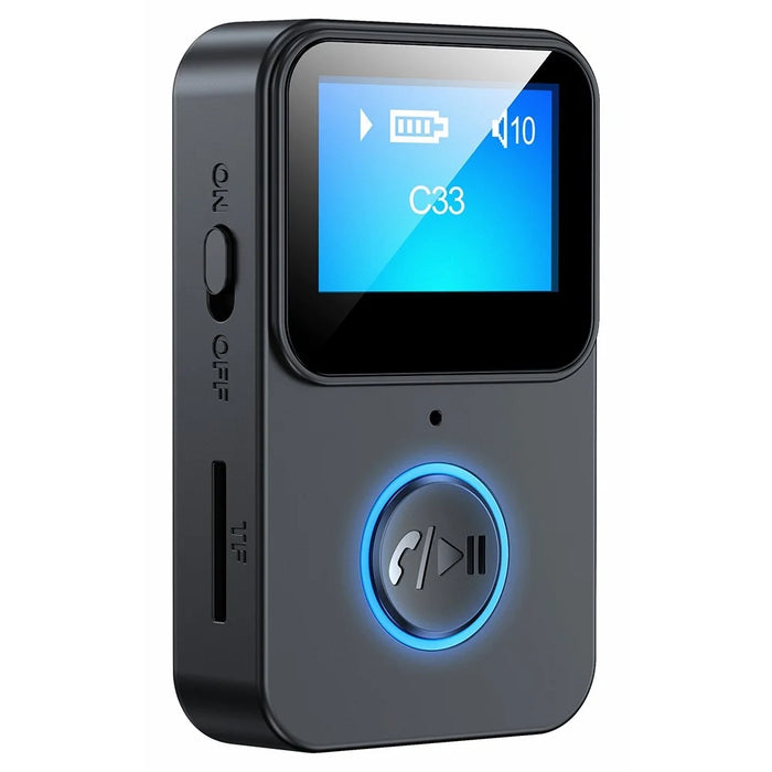 C33 Bluetooth-compatible Adapter Wireless Portable Audio Receiver LCD Screen Audio Adapter Support TF Card Playback - 1