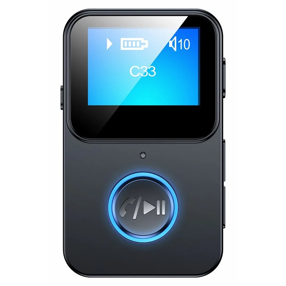 C33 Bluetooth-compatible Adapter Wireless Portable Audio Receiver LCD Screen Audio Adapter Support TF Card Playback - 2