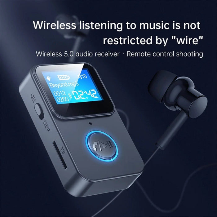 C33 Bluetooth-compatible Adapter Wireless Portable Audio Receiver LCD Screen Audio Adapter Support TF Card Playback - 5